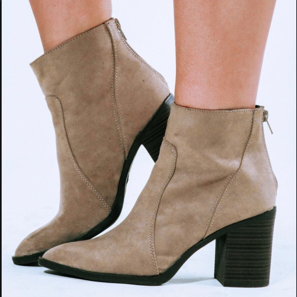 Shop Hopes - Make It Happen Booties: Taupe - 5.5